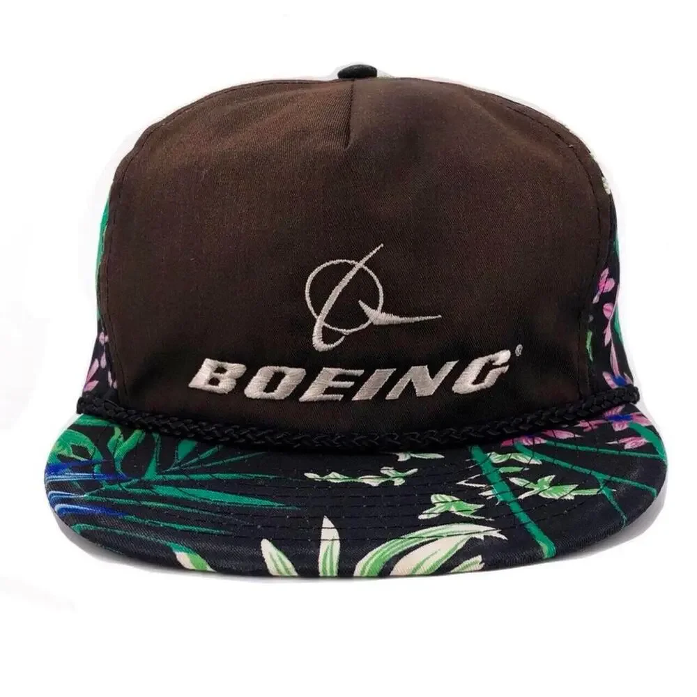 90s Boeing tropical palm print hat 1990s vintage
